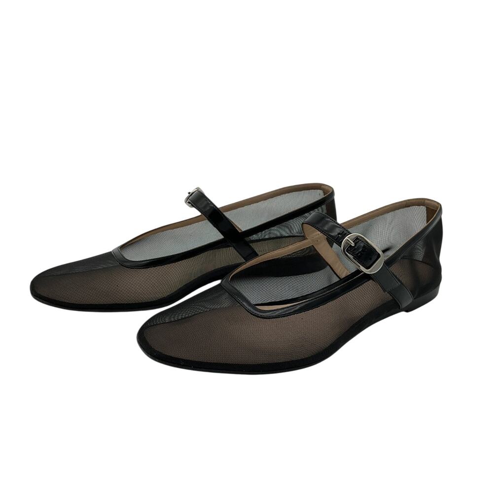 Le Monde Béryl Leather Trim Black Mary Jane Ballet Flats Size EU 41 / US 11 - Picture 2 of 9